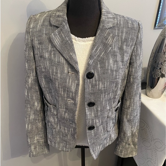 LOFT Black & White Tweed Jacket - Picture 2 of 7